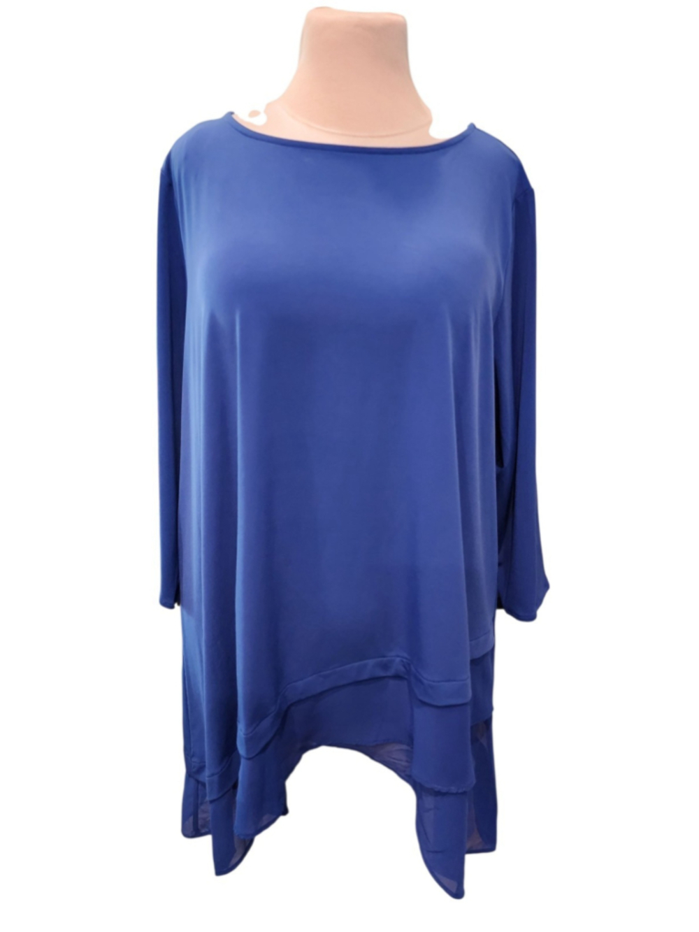 Alfani Elements 3X Cobalt Blue Asymmetric Tunic Top 3/4 Sleeve Plus Size NWT - Picture 2 of 14